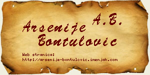 Arsenije Bontulović vizit kartica